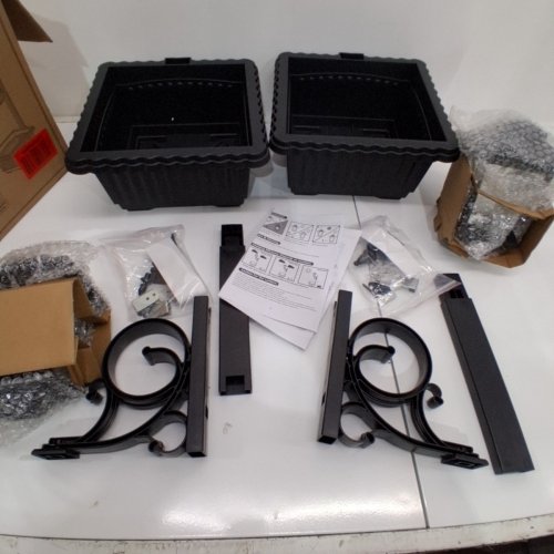 2PK OUTDOOR SOLAR LAMP POST LIGHTS WITH PLANTERS - 28.5", 3000 K - BLACK image 3