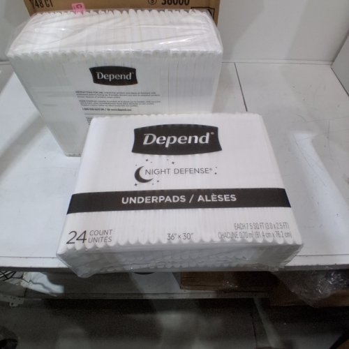 48PK DEPEND NIGHT DEFENSE UNDERPADS - 36" X 30" - WHITE image 2