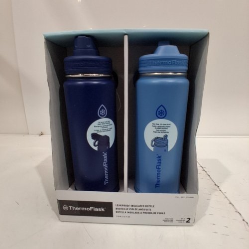 2pk THERMOFLASK INSULATED BOTTLES - 24 OZ EACH - BLUE (ITEM: 2730866) image 2