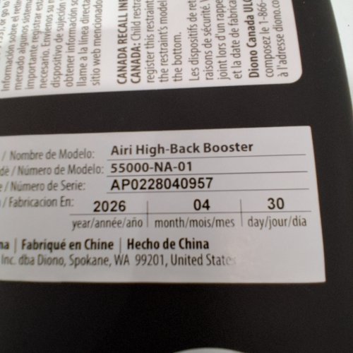 DIONO AIRI HIGH BACK BOOSTER CAR SEAT - 40 LBS TO 100 LBS - BLACK (MODEL: 55000-NA-01) image 2