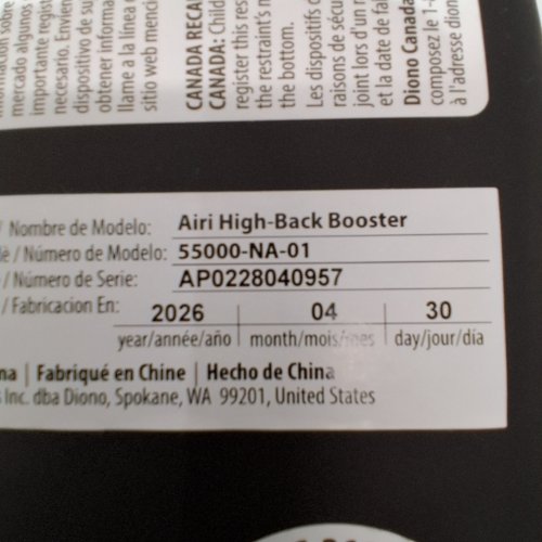 DIONO AIRI HIGH BACK BOOSTER CAR SEAT - 40 LBS TO 100 LBS - BLACK (MODEL: 55000-NA-01) image 3