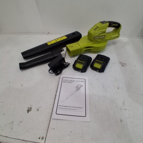 5PC SEYVUM CORDLESS LEAF BLOWER WITH TWO BATTERIES - 20 V - 320CFM - GREEN (MODEL: RLB-BM10) image 3