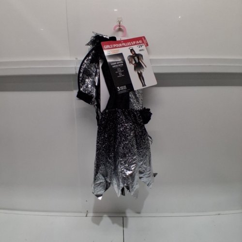 3PC DARK SPARKLE ANGEL COSTUME - SMALL 4-6 - BLACK SILVER image 2