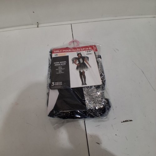 3PC DARK SPARKLE ANGEL COSTUME - SMALL 4-6 - BLACK SILVER image 3