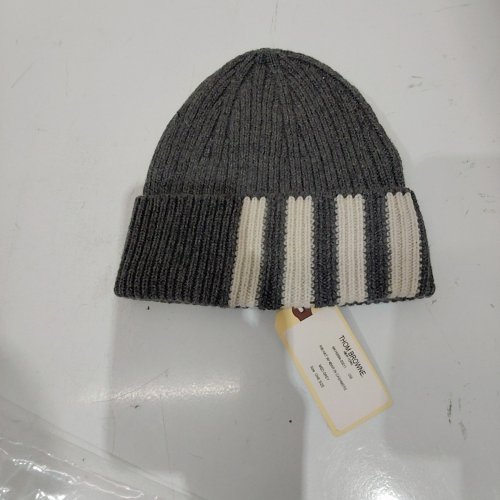 THOM BROWNE RIBBED 4-BAR CASHMERE CUFF BEANIE HAT - ONE SIZE - MEDIUM GREY (MODEL: MKH009A-00011) image 5