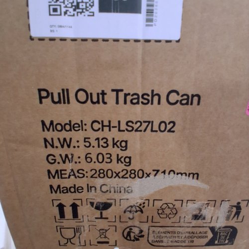 2PC VEVOR PULL OUT TRASH CANS - 27 QT - GRAY (MODEL: CH-LS27L02) image 2