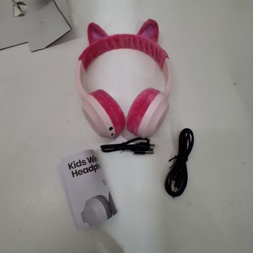 KIDS GEMS BLUETOOTH WIRELESS CAT EAR HEADPHONES - PINK image 3