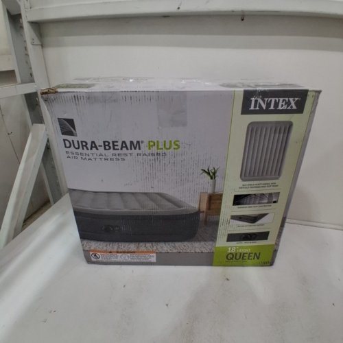 INTEX DURA-BEAM PLUS INFLATABLE AIR MATTRESS WITH INTERNAL ELECTRIC PUMP - 18" HEIGHT - QUEEN - GREY image 3