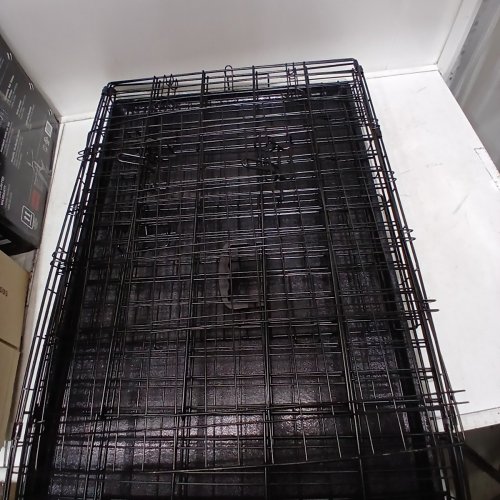 YAHEETECH COLLAPSIBLE METAL DOUBLE DOOR DOG CRATE WITH DIVIDER AND REMOVABLE TRAY - 36" X 22.5" X 25" - BLACK (MODEL: 593334) image 3