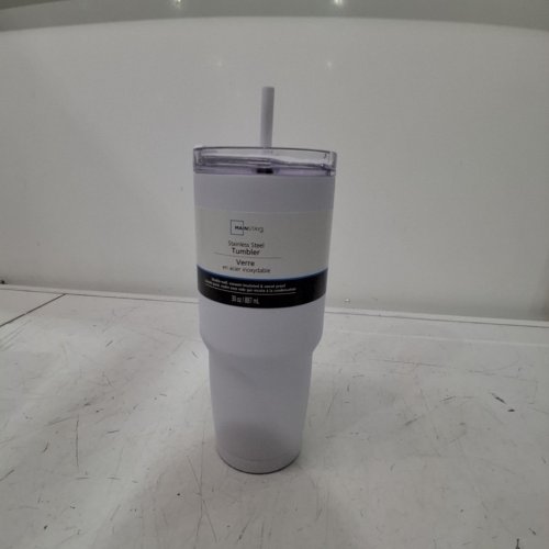 MAINSTAYS STAINLESS STEEL TUMBLER - 30 OZ - WHITE (ITEM: WMCA04325) image 2