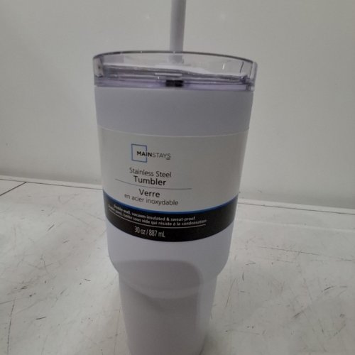 MAINSTAYS STAINLESS STEEL TUMBLER - 30 OZ - WHITE (ITEM: WMCA04325) image 3