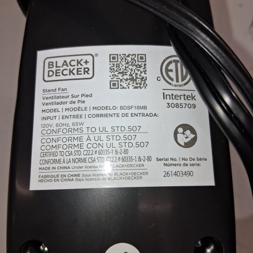 BLACK+DECKERSTANDING OSCILLATING PEDESTAL FAN WITH REMOTE - 18" - BLACK (MODEL: BDSF18MB) image 3