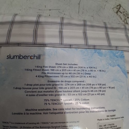 6PC SLUMBERCHILL COOLING SHEET SET - KING - GREY /BLUE/ WHITE PLAID (STYLE : 1796336) image 3