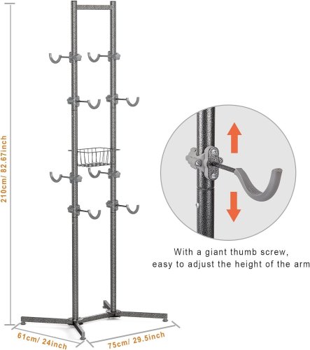 CXWXC 2-/4-BIKE STORAGE RACK WITH BASKET - 82" - BLACK image 2
