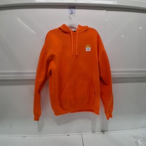 MEN'S FRUIT OF THE LOOM LOOSE FIT MIDWEIGHT LOGO SLEEVE GRAPHIC HOODIE SWEATSHIRT - MEDIUM - ORANGE (STYLE: TS0121-M/ K121-BOG) image 2