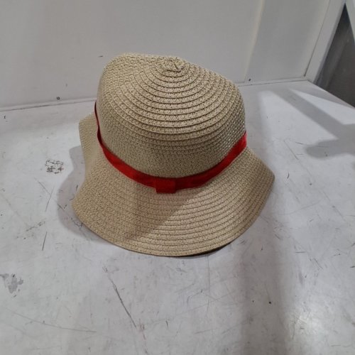 LUFFY STRAW HAT WITH STRING AND RED RIBBON- OSFM- BEIGE image 2