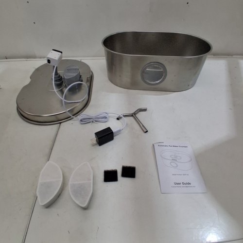 SOHOTECO AUTOMATIC STAINLESS STEEL PET WATER FOUNTAIN - 270 OZ - SILVER (MODEL: SSPF-02B) image 3