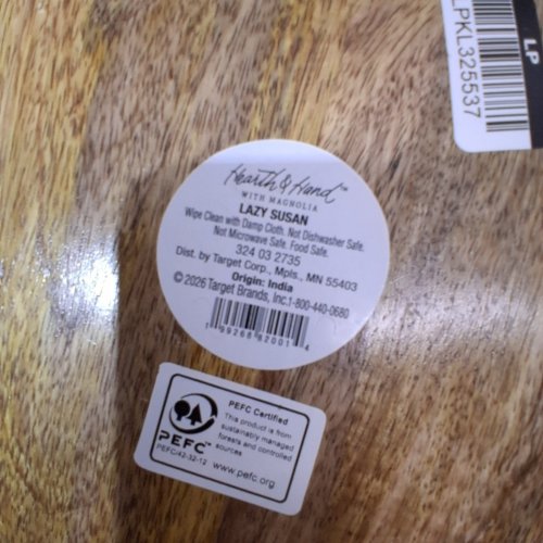 HEARTH & HAND WITH MAGNOLIA WOODEN LAZY SUSAN - 18" - NATURAL BROWN image 2