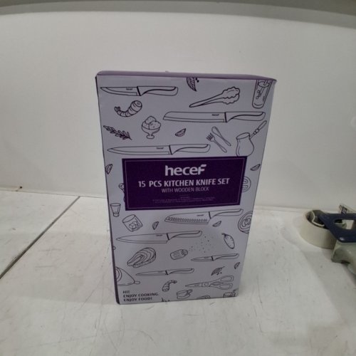 15PC HECEF KNIFE SET WITH WOODEN BLOCK - WHITE image 3