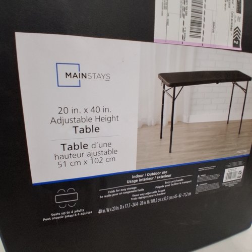 MAINSTAYS FOLDIGN AND ADJUSTABLE TABLE - 20" X 40" - BLACK (MODEL: MS95-005-076-01) image 3