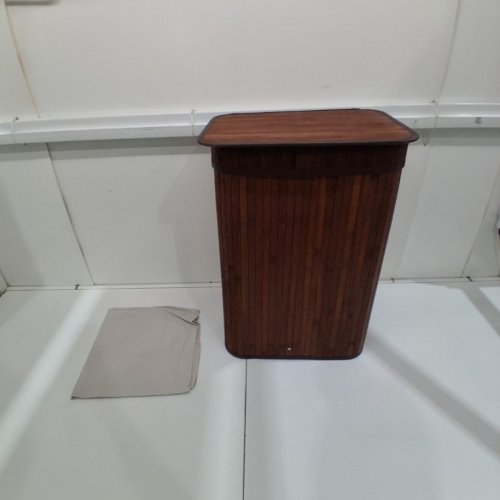 FOLDING BAMBOO LAUNDRY HAMPER / STORAGE BASKET - 72L - BROWN image 2