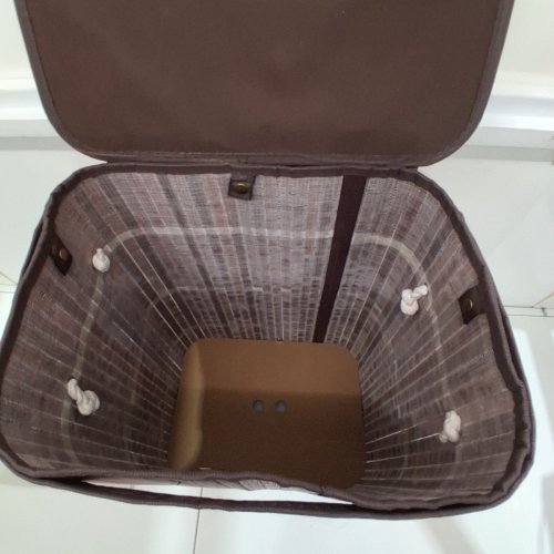 FOLDING BAMBOO LAUNDRY HAMPER / STORAGE BASKET - 72L - BROWN image 4