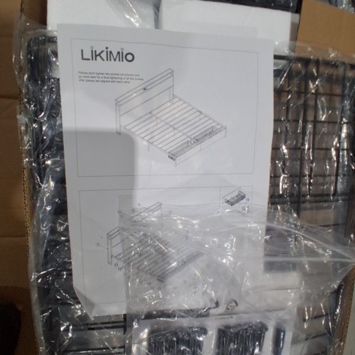 LIKIMIO BED FRAME WITH STORAGE HEADBOARD, DRAWERS AND CHARGING STATION - CALIFORNIA KING - CHARCOAL GREY (MODEL: HK-CKBF-24A) image 4