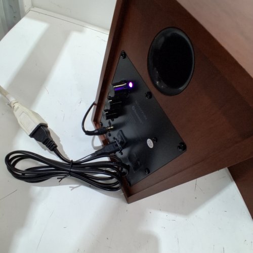 SANYUN 2-WAY POWERED BOOKSHELF SPEAKERS - 4" - BLUETOOTH CONNECTION - 80W - 20KHZ - WOOD GRAIN/BLACK (MODEL: SW205) image 2