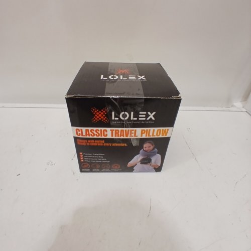 3PC LOLEX MEMORY FOAM TRAVEL NECK SLEEP PILLOW WITH EYE COVER/ EARPLUGS & STORAGE BAG - U SHAPED - GREY image 3