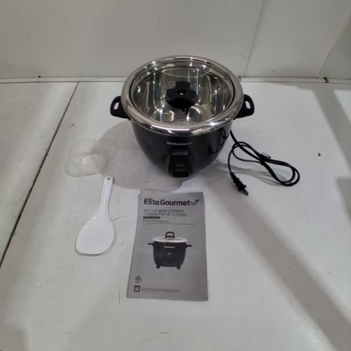 ELITE GOURMET ELECTRIC RICE COOKER/WARMER - 10 CUP CAPACITY - BLACK (MODEL: ERC2010B) image 3