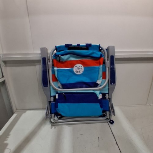 RIO BEACH BACKPACK BEACH CHAIR - 20" X 33" - ORANGE / BLUE (MODEL: 1952275) image 5