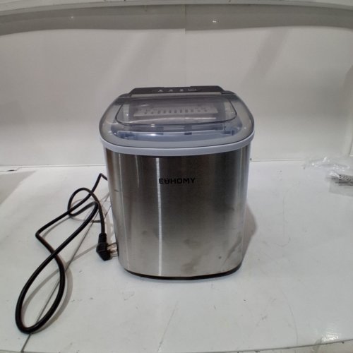 EUHOMY COUNTERTOP ICE MAKER MACHINE WITH HANDLE, BASKET AND SCOOP - MAKES 26LBS PER DAY - STAINLESS STEEL - (MODEL: IM001-BSI-CAEH / IM-06S) image 3