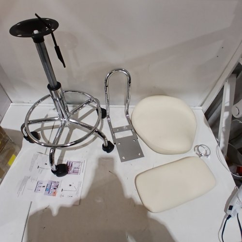 ERGONOMIC SADDLE STOOL WITH BACK SUPPORT - 19" TO 27" HEIGHT - WHITE/SILVER image 2