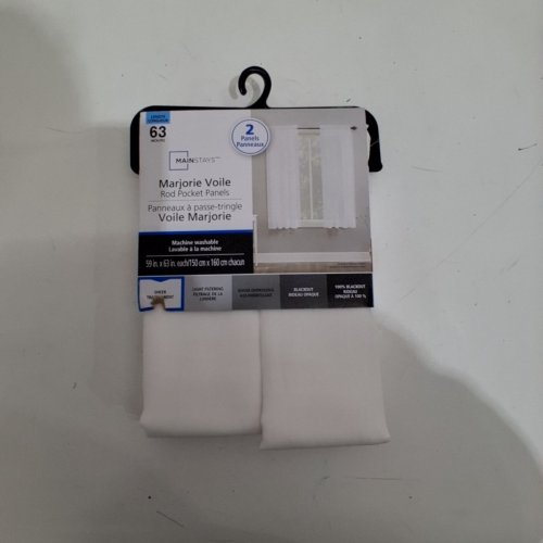 (2 PANEL) MAINSTAYS VOILE ROD POCKET CURTAIN PANELS - 59" X 63" EACH - WHITE SHEER image 2