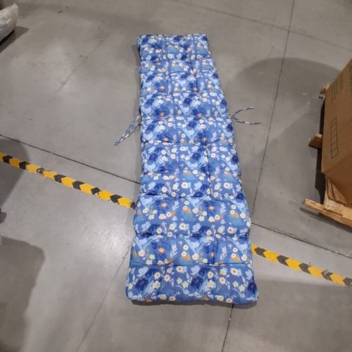 PADDED FITTED PATIO CHAIR CUSHION - 74" X 24" - BLUE FLOWER image 2