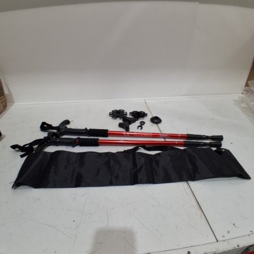 2PK AIHOYE ADJUSTABLE SHOCK ABSORBING HIKING/WALKING STICKS WITH CARRY BAG - 23" - 53" - RED/BLACK (MODEL: HU-X1-201) image 2
