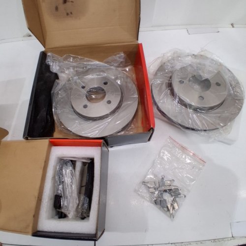 6PC A-PREMIUM FRONT VENTED DISC BRAKE ROTORS AND CERAMIC PADS KIT - COMPATIBLE WITH SELECT NISSAN MODELS - STAINLESS STEEL (MODEL: BPD15920 / BRR42116) image 2