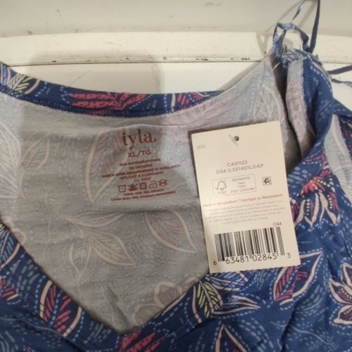 WOMENS IYLA PRINTED DRAPEY V-NECK TANK TOP - EXTRA LARGE - BLUE//PINK image 2