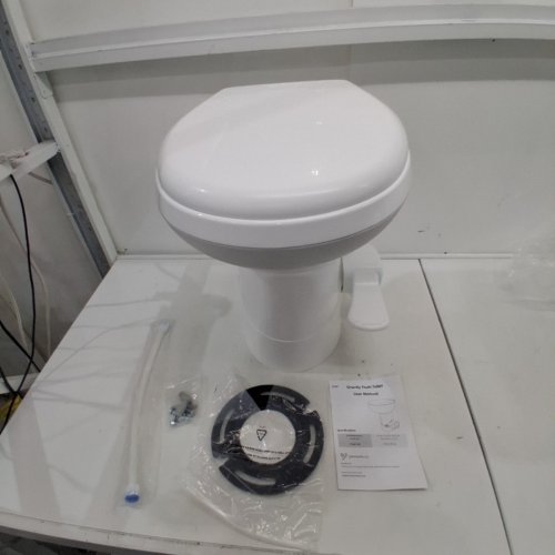 GRAVITY FLUSH TOILET FOOT PEDAL FLUSH FOR MOTORHOME CARAVAN TRAVEL - WHITE (MODEL:CHH-3702T) image 2
