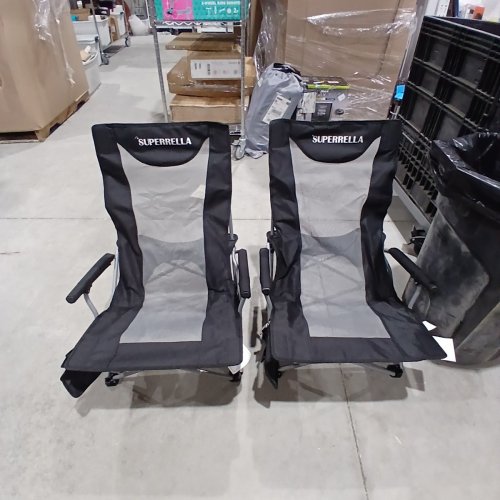 2PK SUPERRELLA FOLDING BEACH CHAIRS - BLACK AND GRAY image 2