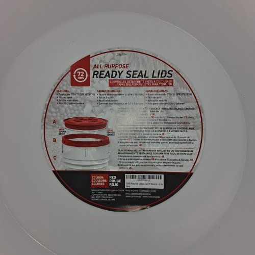 72 HRS READY SEAL LID WITH BUCKET FOR DRY FOOD STORAGE - 12" LID/ 5 GAL BUCKET - RED / WHITE (MODEL: GSL-014) image 3