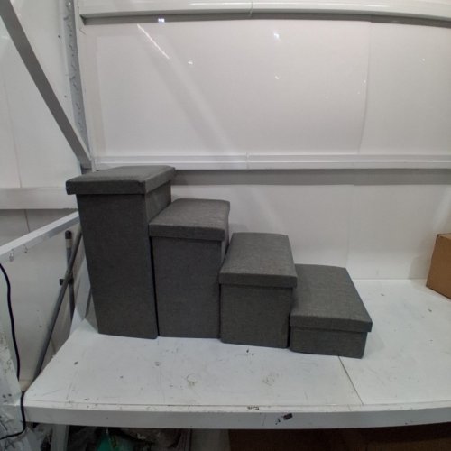 COZY KISS 4-STEP SPACE-SAVING STORAGE PET STAIRS - GREY image 2