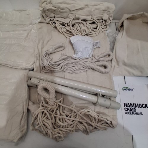 GOUTIME EXTRA LARGE HAMMOCK CHAIR SWING WITH HARDWARE KIT 330LBS MAX -BEIGE (MODEL: HC001) image 3