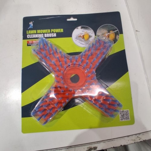 LAWN MOWER POWER CLEANING BRUSH - 10" - ORANGE AND BLUE image 2