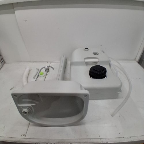 SERENELIFE PORTABLE CAMPING SINK WITH TOWEL HOLDER & SOAP DISPENSER - 19L WATER CAPACITY HAND WASH BASIN STAND - WHITE (MODEL: SLCASN18) image 2
