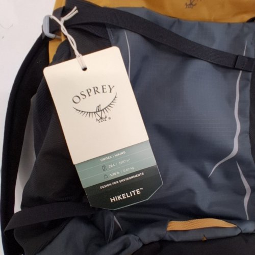 OSPREY HIKELITE HIKING BACKPACK WITH ATTACHED RAIN COVER- 26L - YELLOW/BLACK image 4
