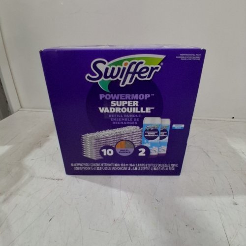 12PK SWIFFER POWERMOP SUPER REFILL PACK - 2 X 750 ML BOTTLES - 10 MULTI-SURFACE MOPPING PADS - FRESH SCENT (MODEL: 2051845) image 7