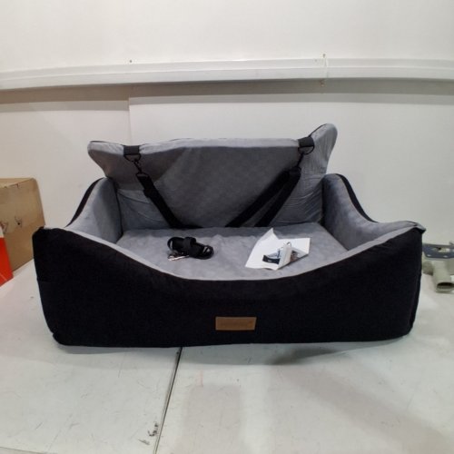 JOEJOY MEMORY FOAM DOG CAR SEAT WITH DETACHABLE WASHABLE COVER AND CUSHION - 55LBS CAPACITY - 30" X 18" - BLACK/GREY (MODEL:PETT003L) image 2