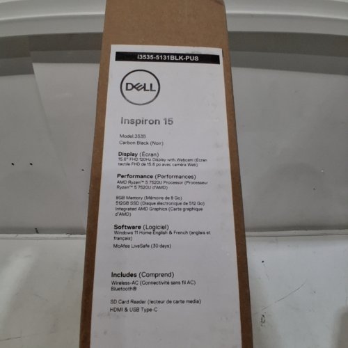 DELL INSPIRON 3535 LAPTOP - 15.6" | AMD RYZEN 7520U | 8GB RAM | 512GB SSD - CARBON BLACK - (MODEL: I3535-5131BLK-PUS) image 3