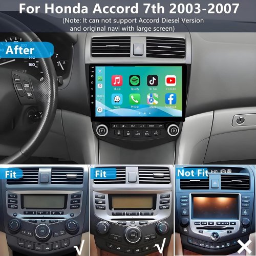 ANDROID/APPLE CARPLAY CAR MEDIA PLAYER FOR 2003-2007 HONDA ACCORD- 10.2" TOUCH SCREEN WITH GPS - BLACK (STYLE: SHA16/23) image 2